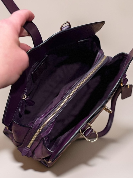 COACH Mercer Satchel 30 Grain Leather Aubergine Purple - Picture 9 of 12